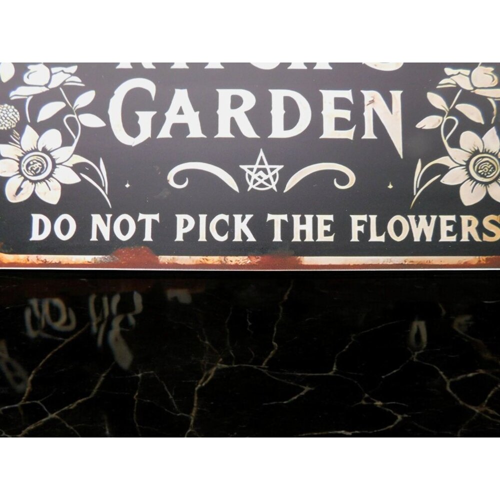 Warning Witch's Garden Metal Tin Sign 12x8 Vintage Gothic Decor - Picture 7 of 12